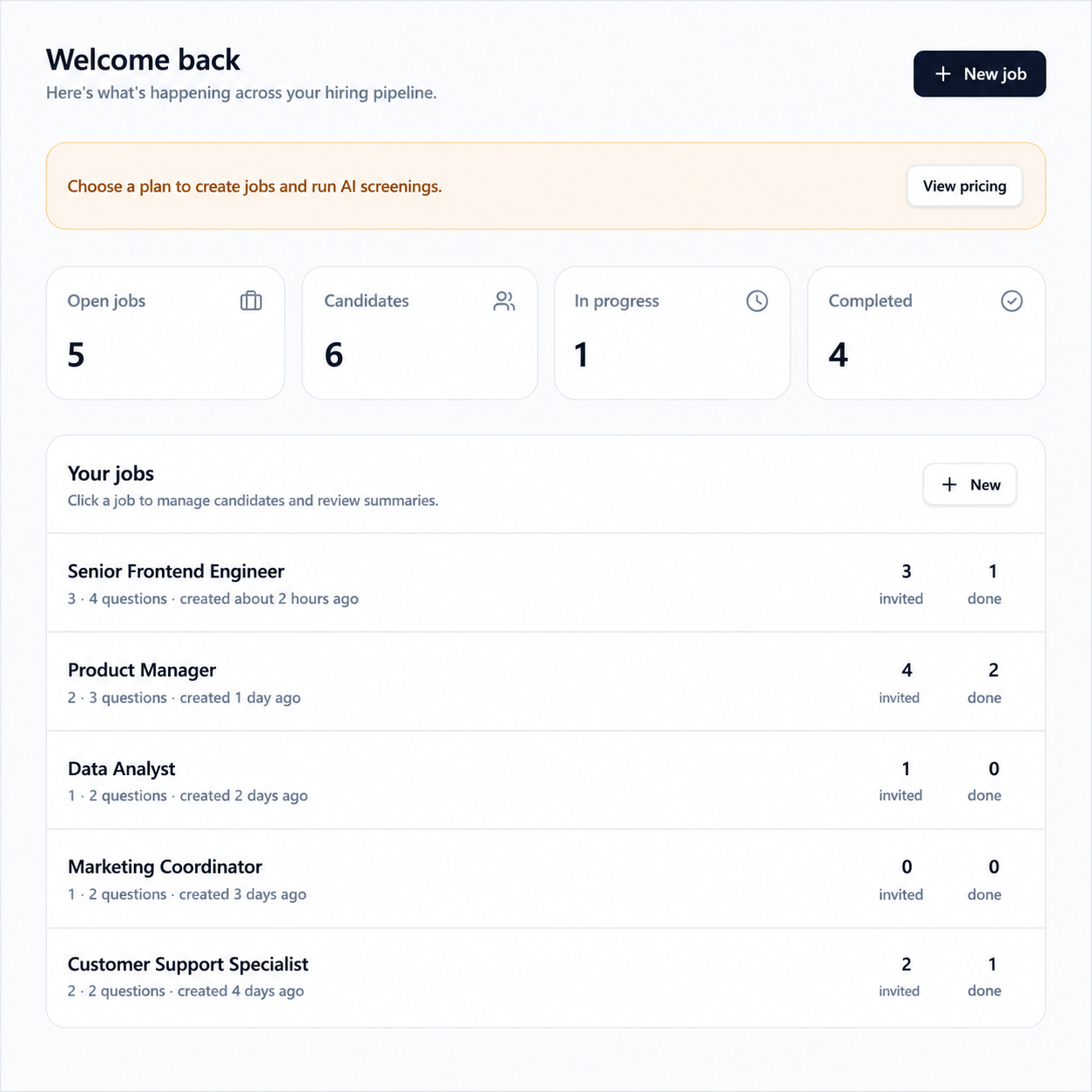 Veynros recruiter dashboard